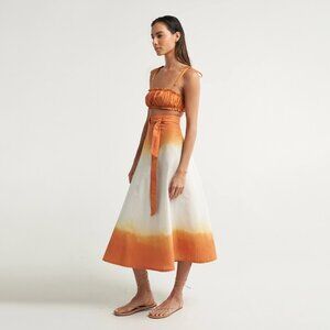 SIGAL | 100% Cotton Wrap Circle Skirt Naranja | NWT